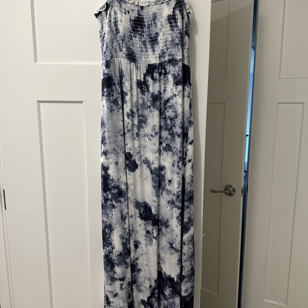 Soma Blue and White Tie-Dye Maxi Dress